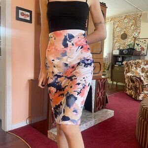 Pastel kawaii floral watercolor stretchy long pencil skirt!
